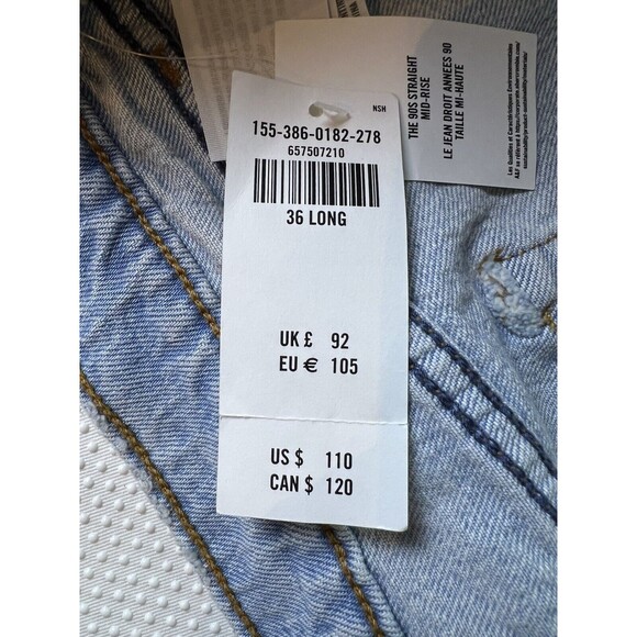 Abercrombie & Fitch Curve Love The 90s Straight Mid Rise Jeans Womens Sz 36/22L - Picture 5 of 8